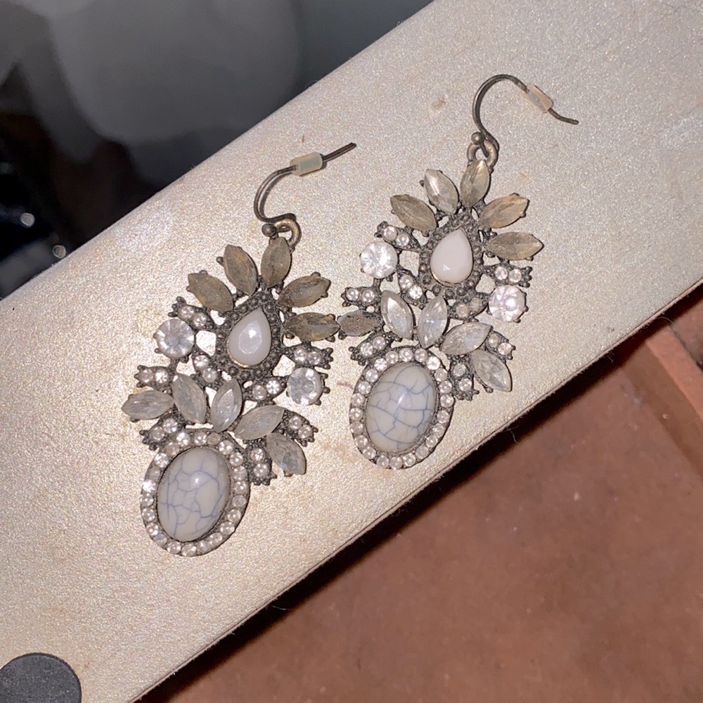 Statement earrings with clear and gold germs